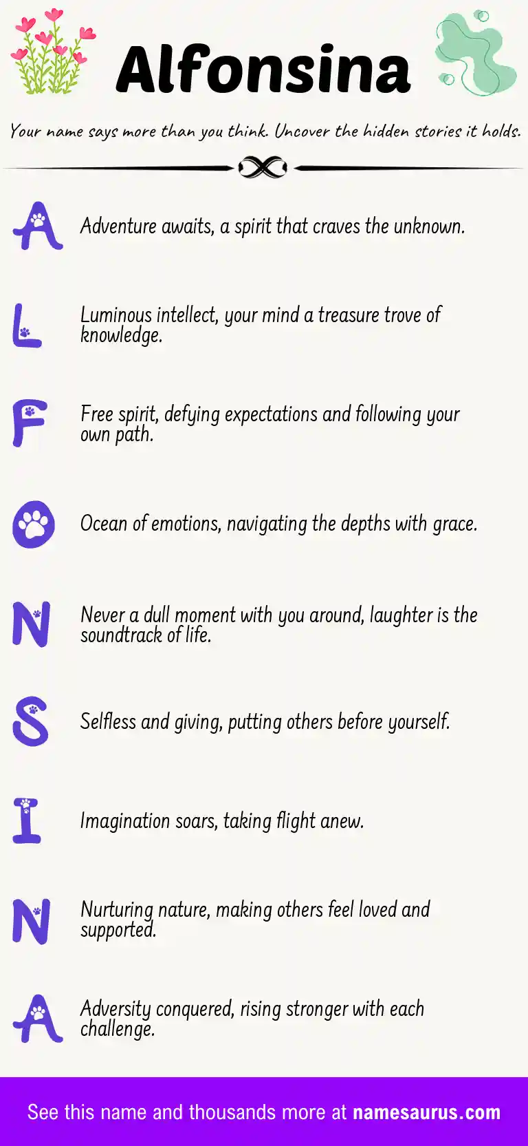 Acrostic poem about Alfonsina.