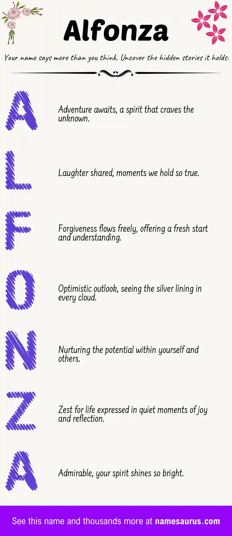 Acrostic poem about Alfonza.