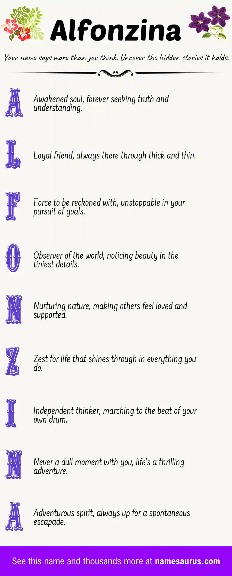 Acrostic poem about Alfonzina.