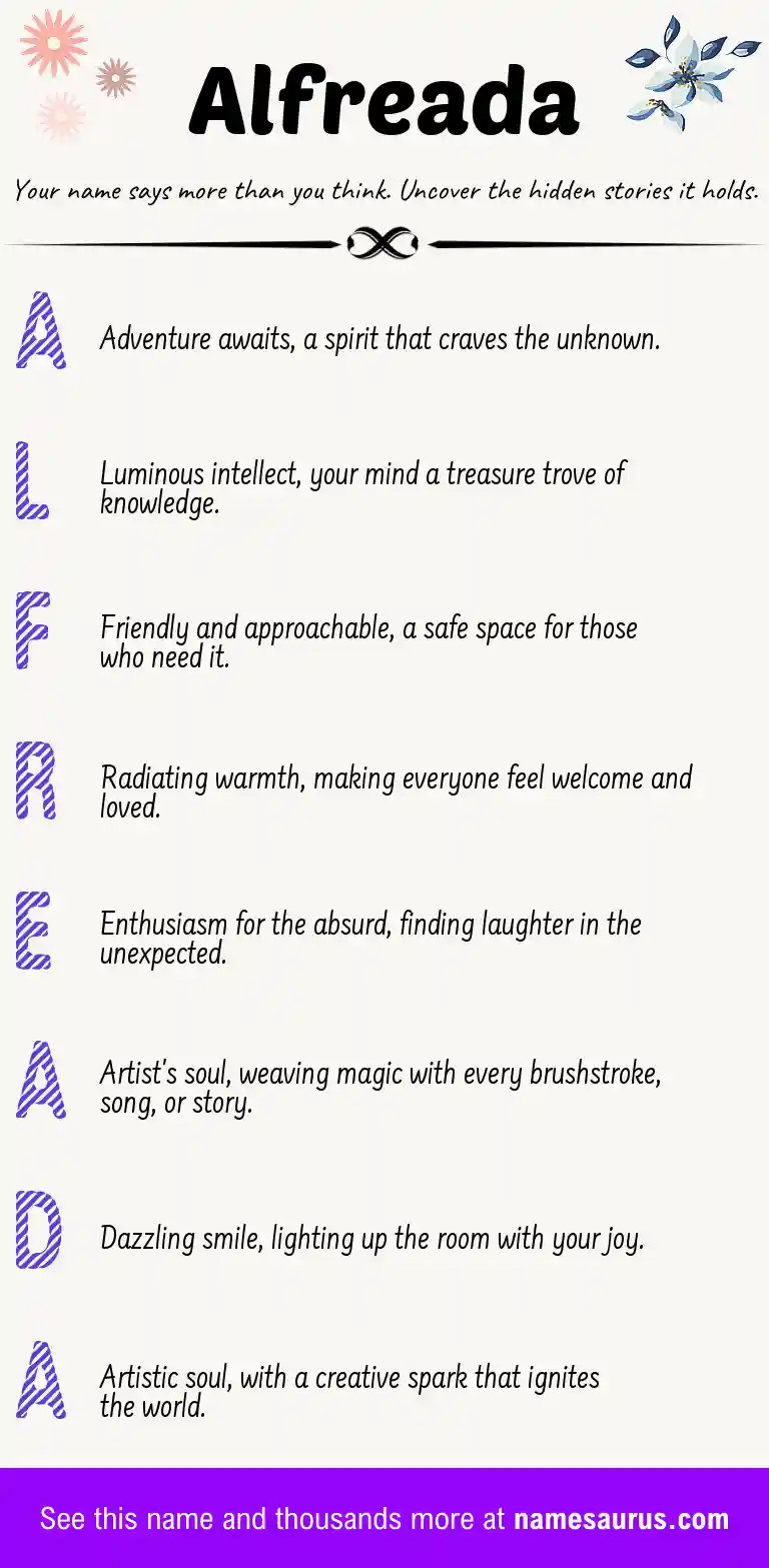 Acrostic poem about Alfreada.