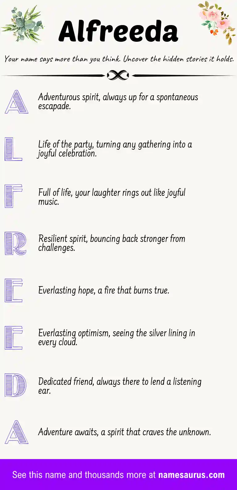 Acrostic poem about Alfreeda.
