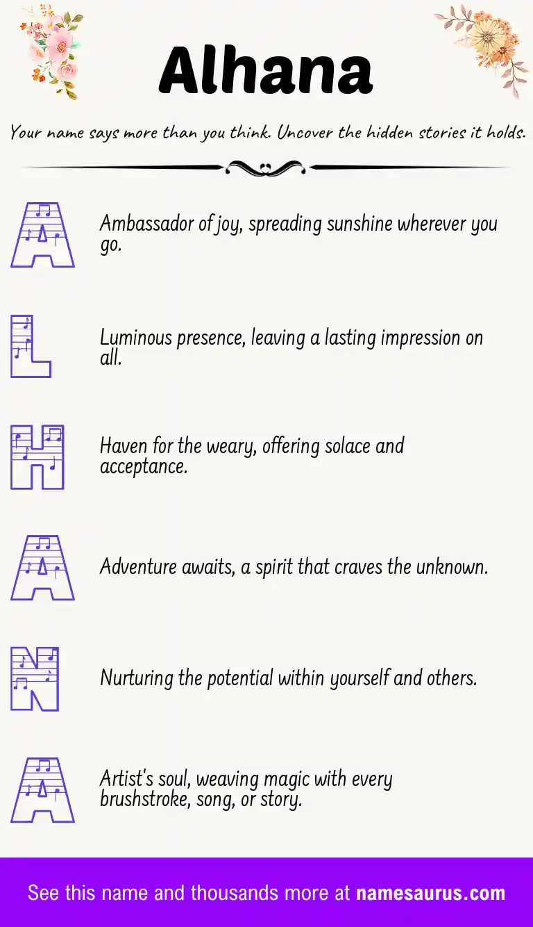 Acrostic poem about Alhana.