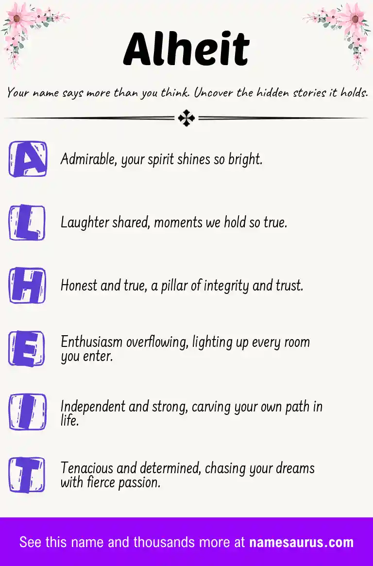 Acrostic poem about Alheit.