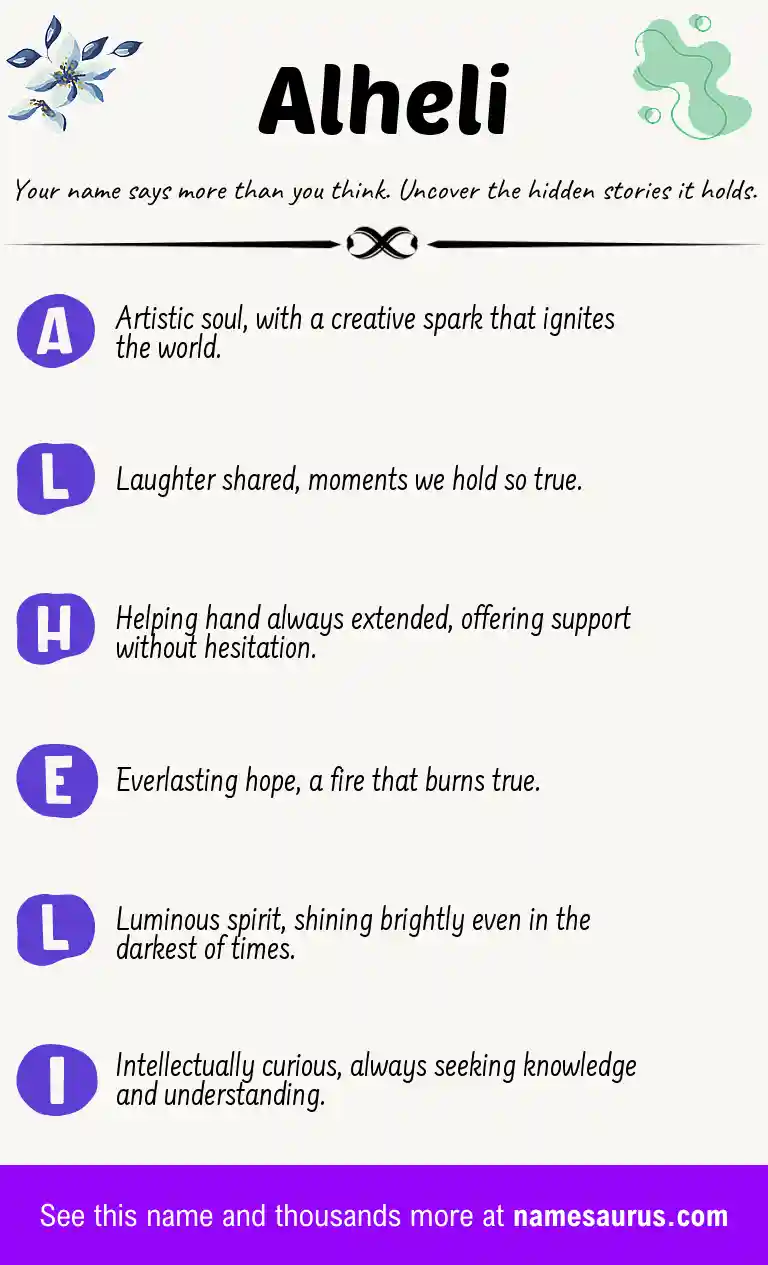 Acrostic poem about Alheli.
