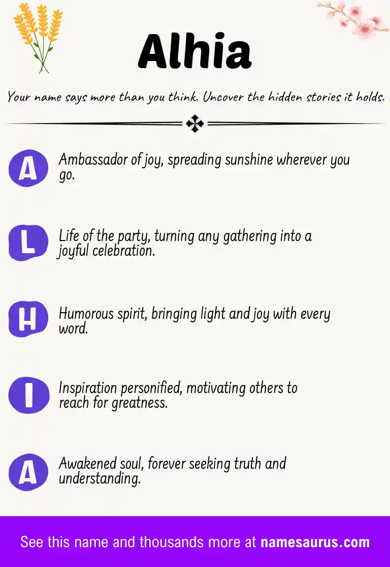 Acrostic poem about Alhia.