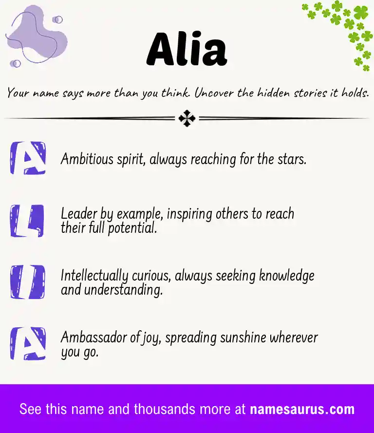 Acrostic poem about Alia.