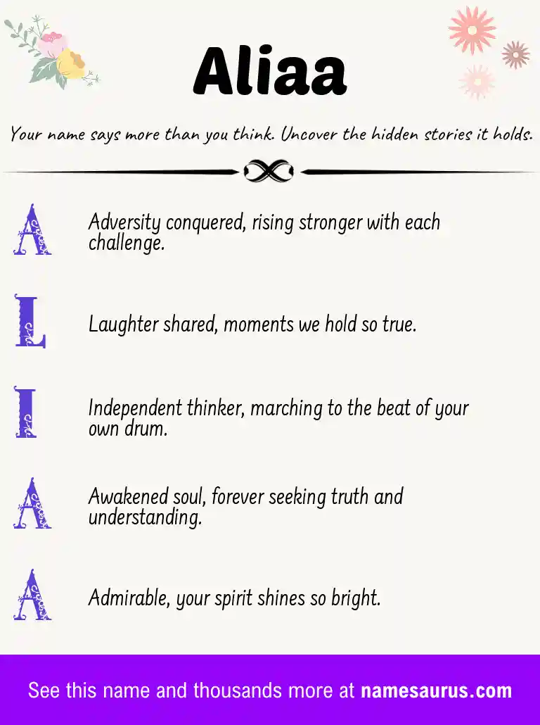 Acrostic poem about Aliaa.