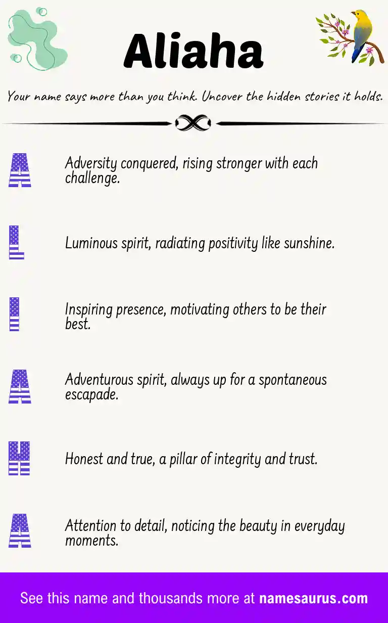 Acrostic poem about Aliaha.