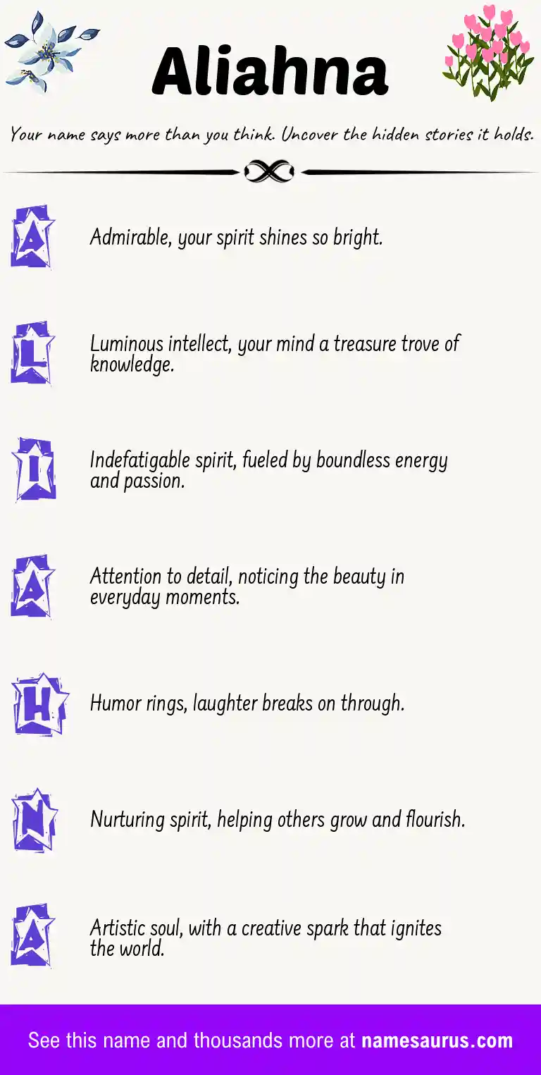 Acrostic poem about Aliahna.