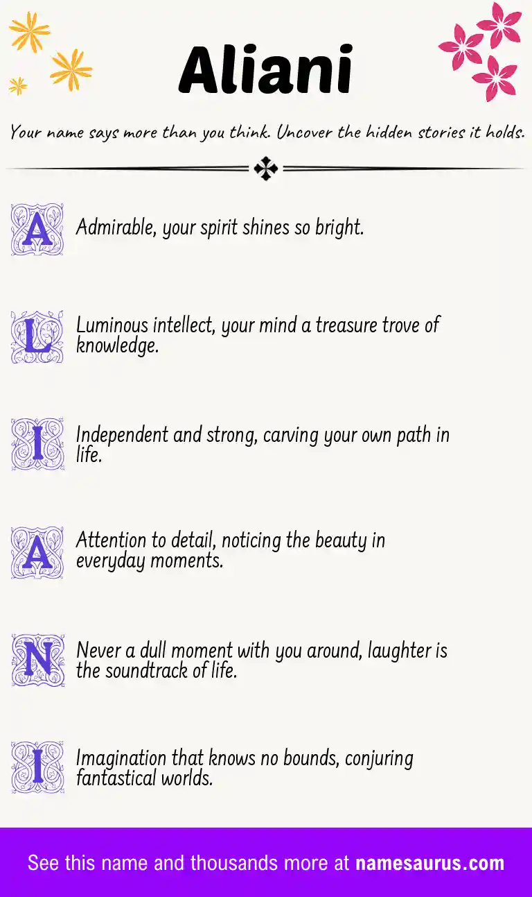 Acrostic poem about Aliani.
