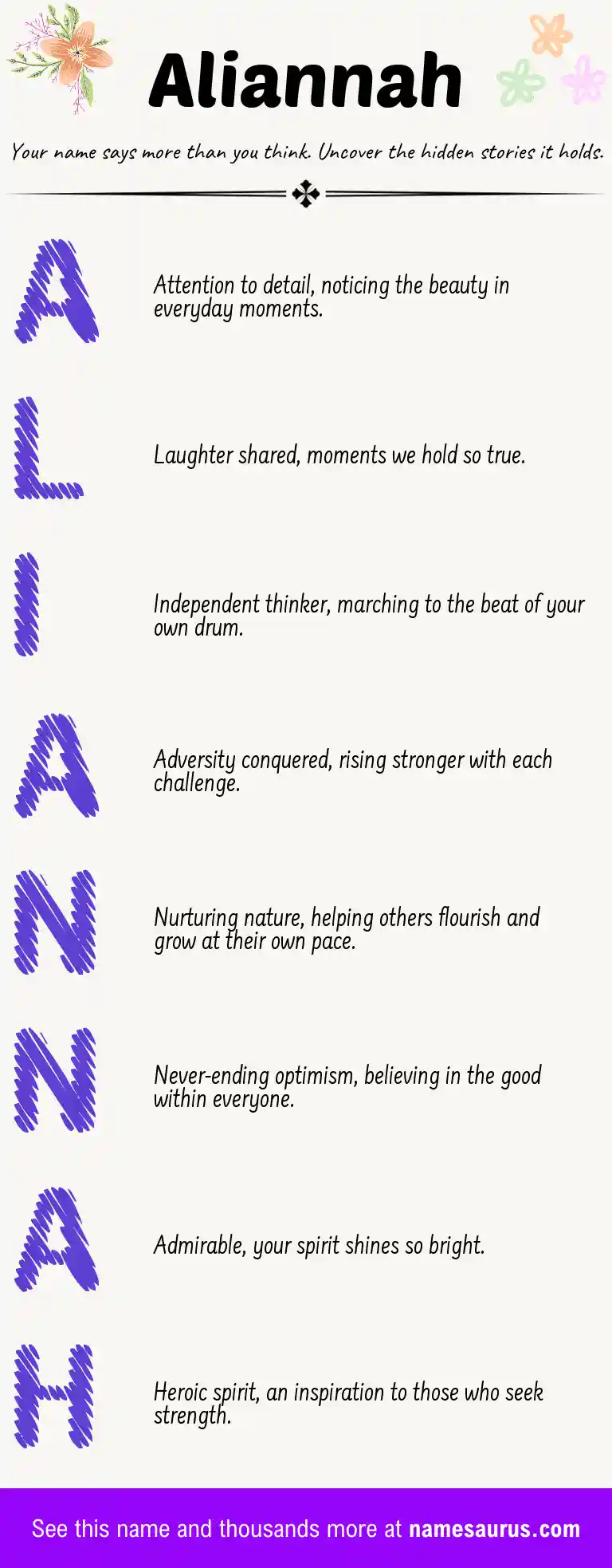Acrostic poem about Aliannah.