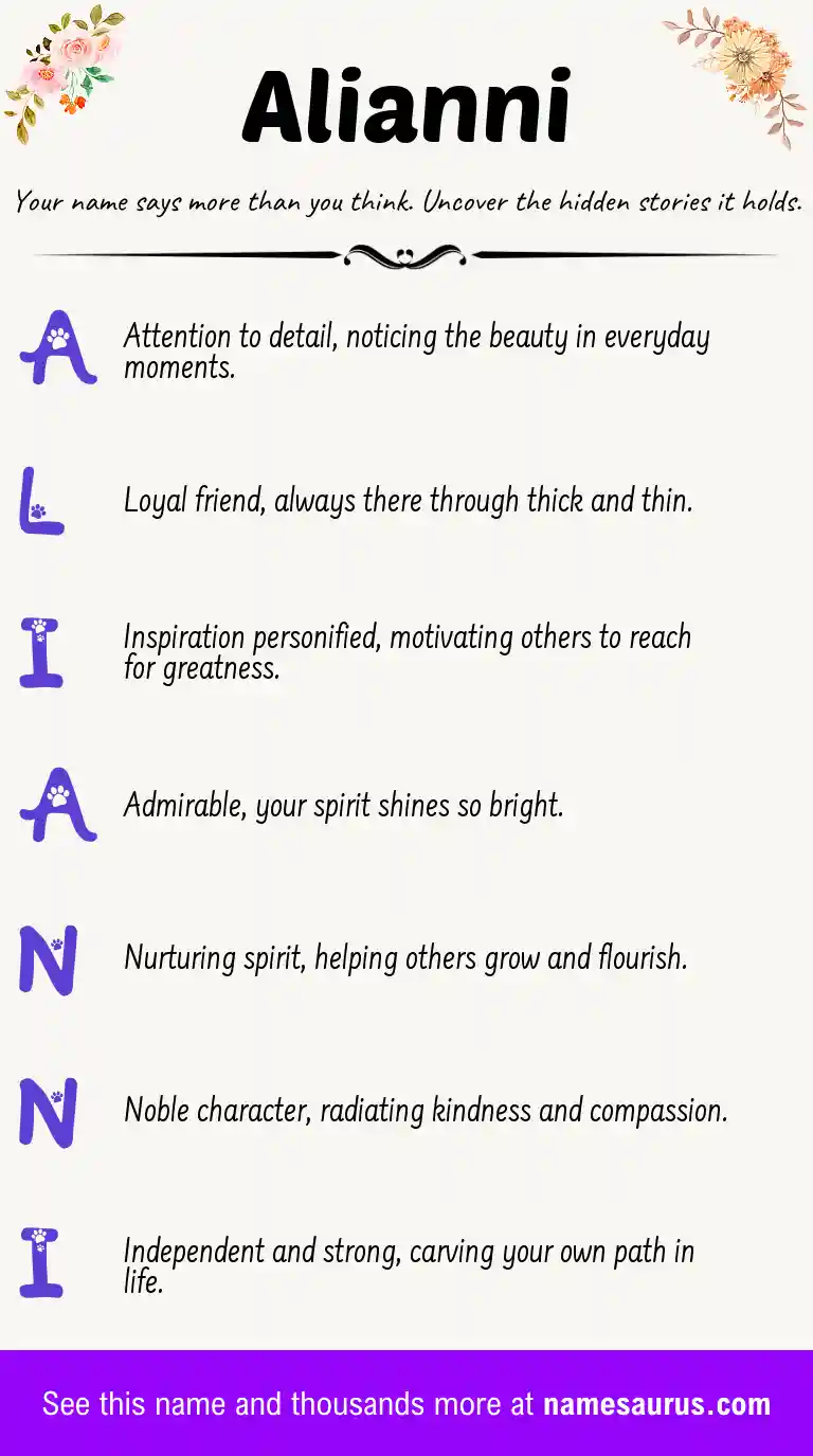 Acrostic poem about Alianni.