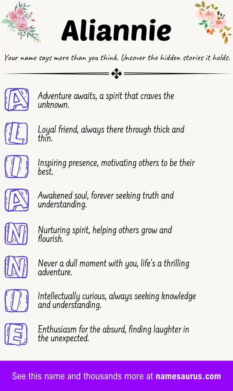 Acrostic poem about Aliannie.