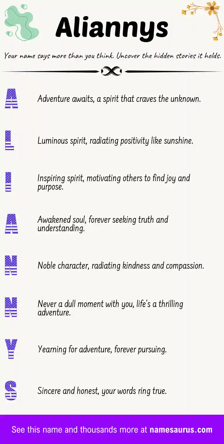 Acrostic poem about Aliannys.