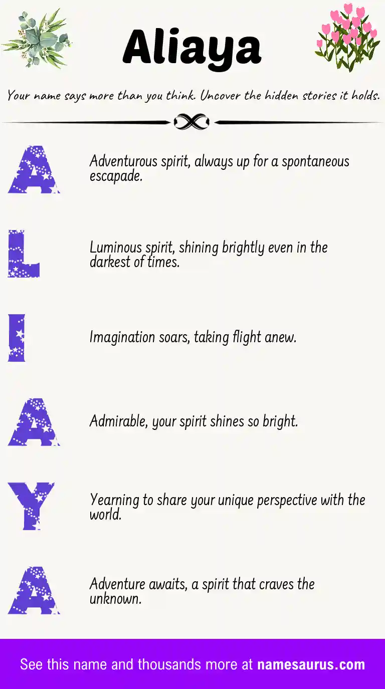 Acrostic poem about Aliaya.