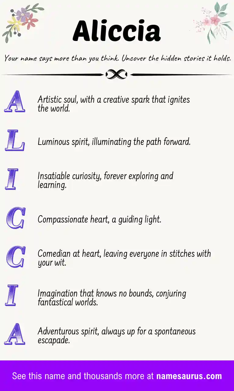 Acrostic poem about Aliccia.