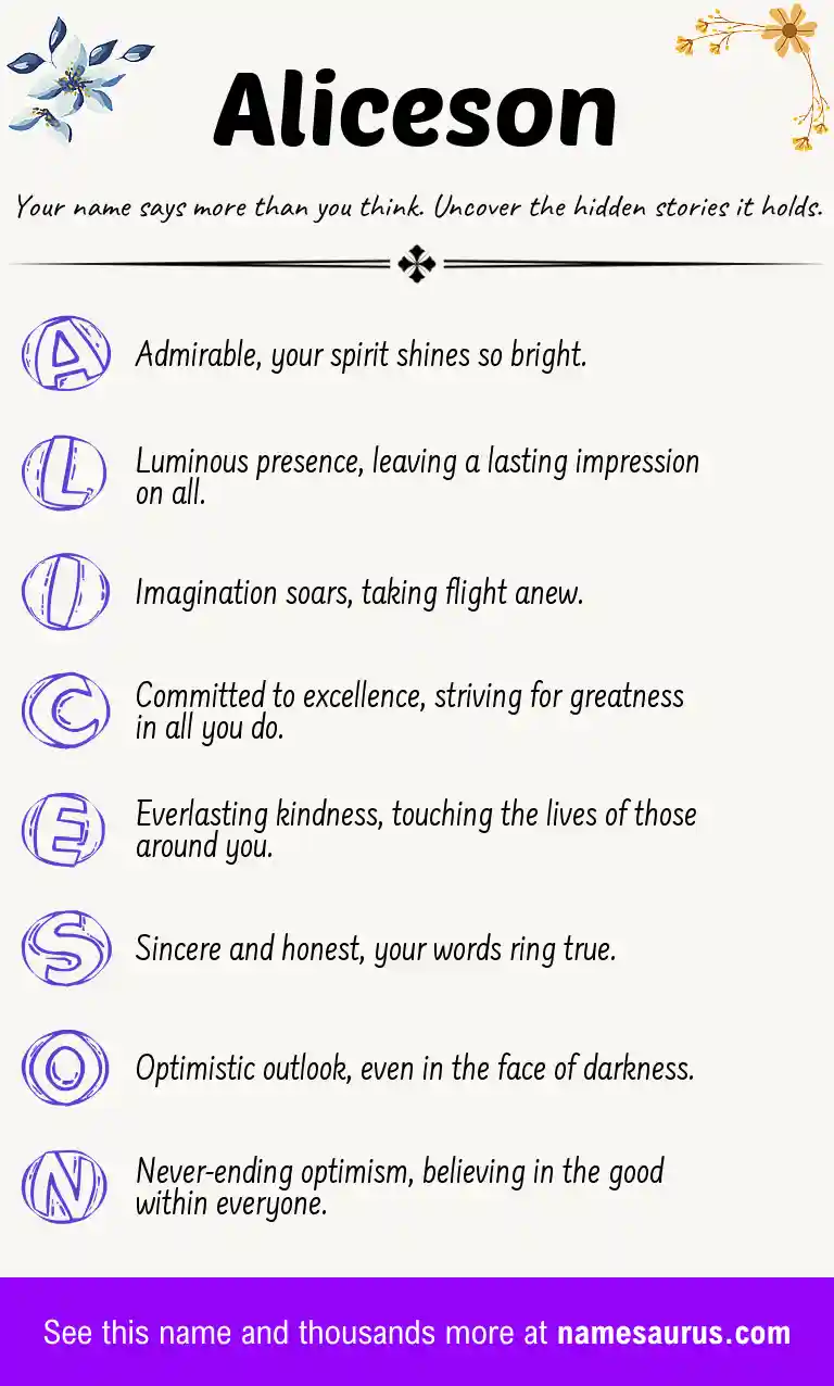 Acrostic poem about Aliceson.