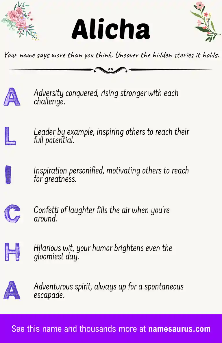 Acrostic poem about Alicha.