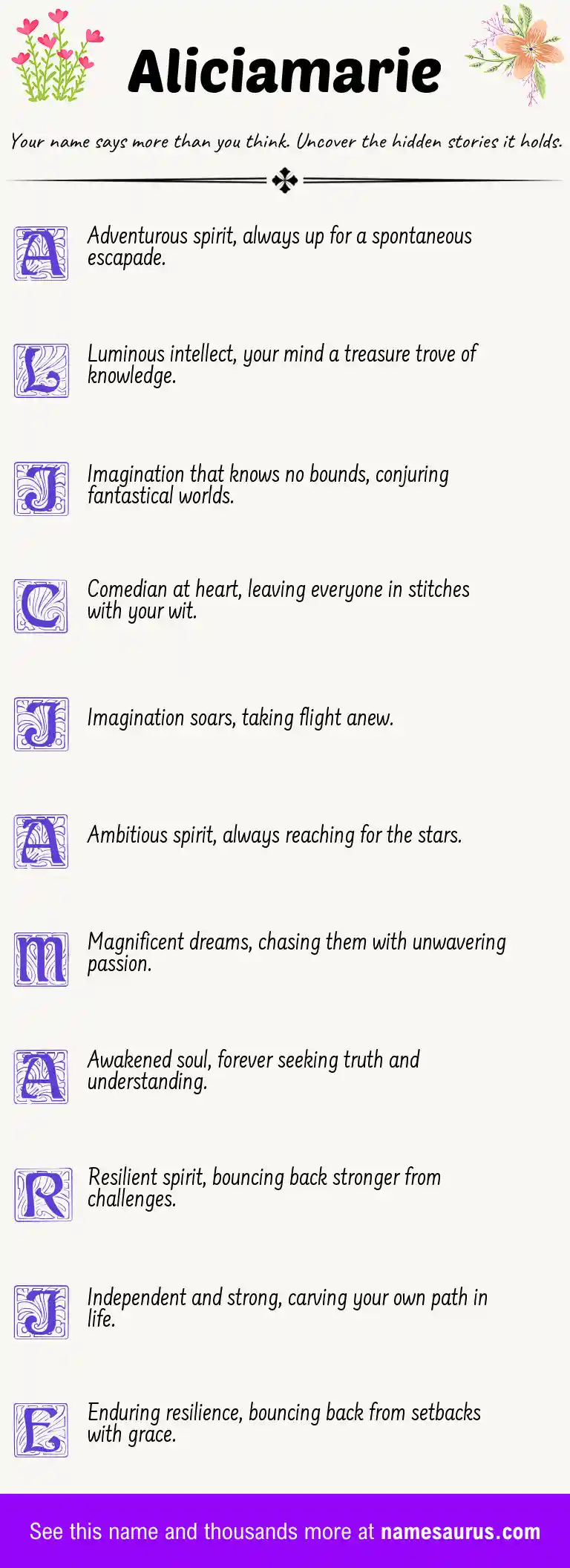 Acrostic poem about Aliciamarie.