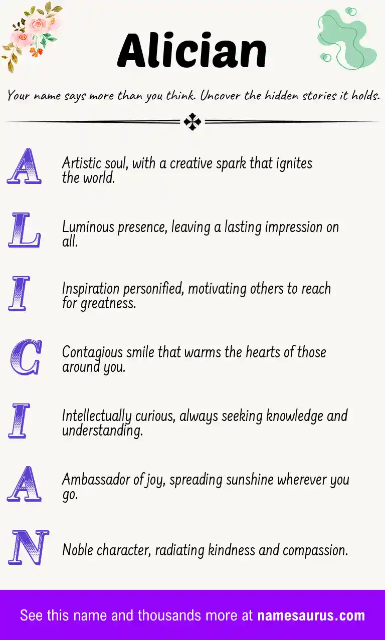 Acrostic poem about Alician.