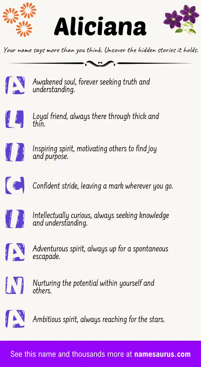 Acrostic poem about Aliciana.