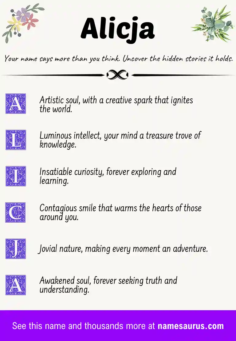 Acrostic poem about Alicja.