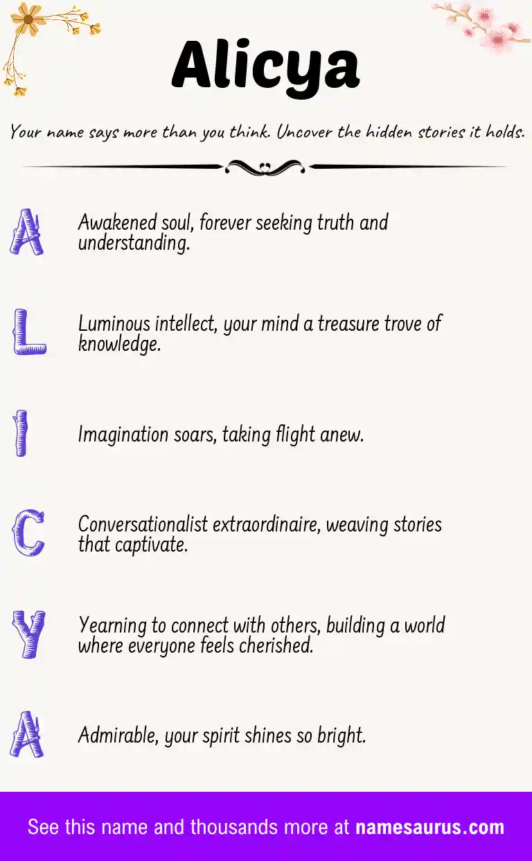 Acrostic poem about Alicya.