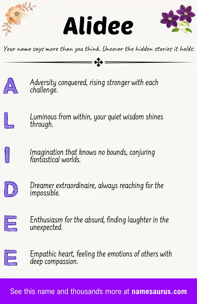 Acrostic poem about Alidee.