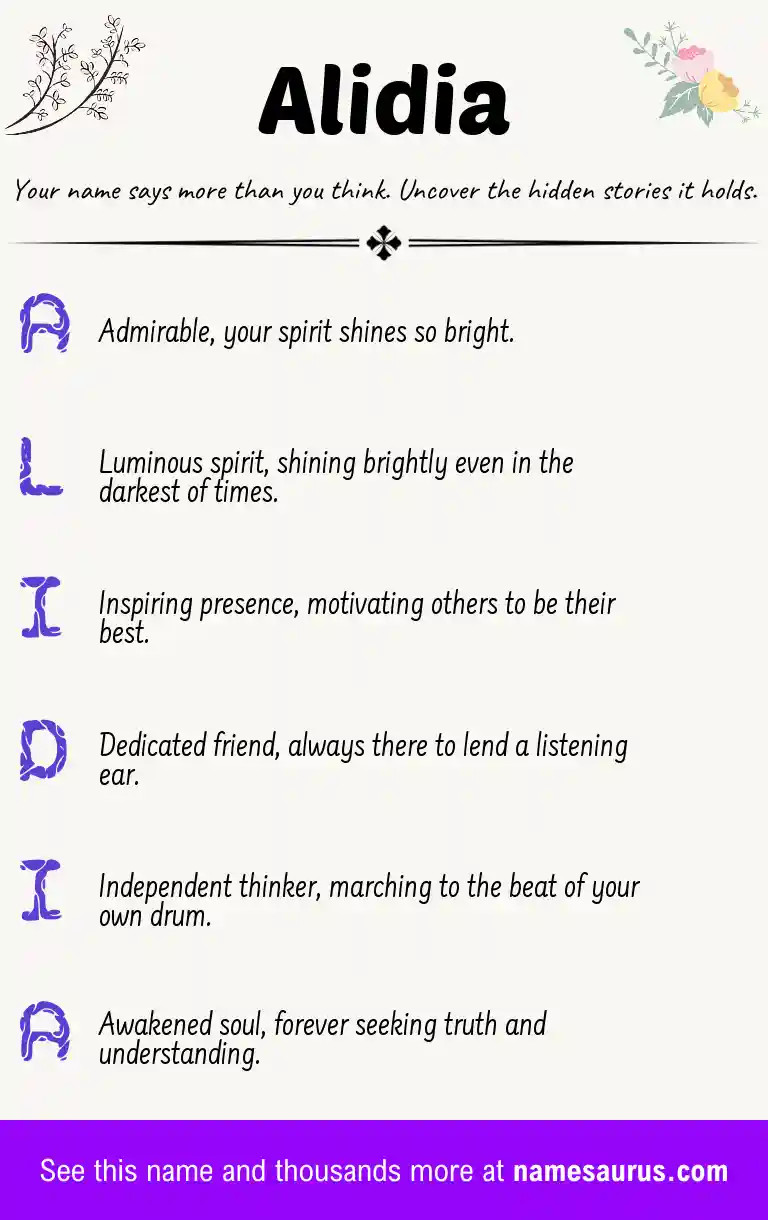 Acrostic poem about Alidia.