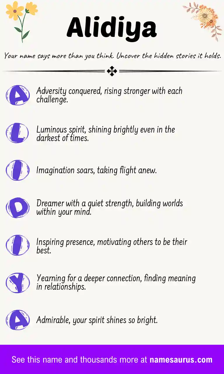Acrostic poem about Alidiya.