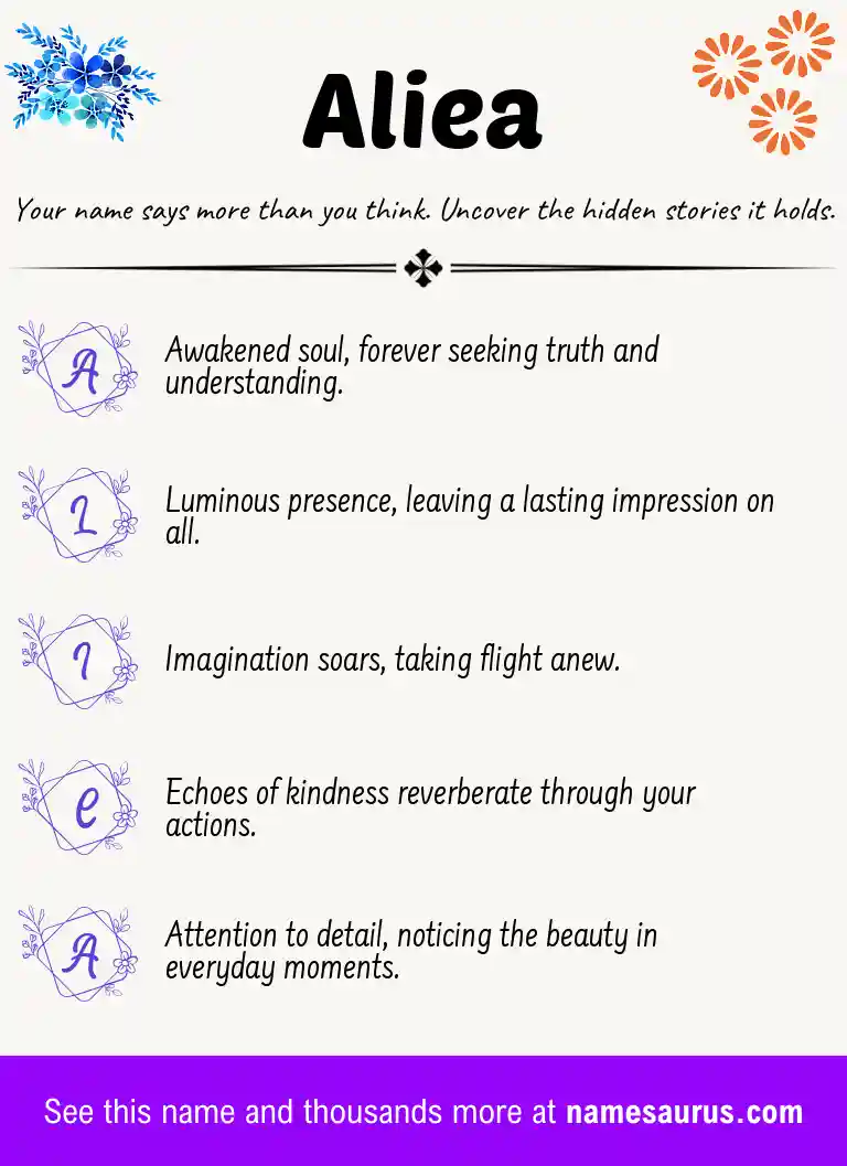 Acrostic poem about Aliea.