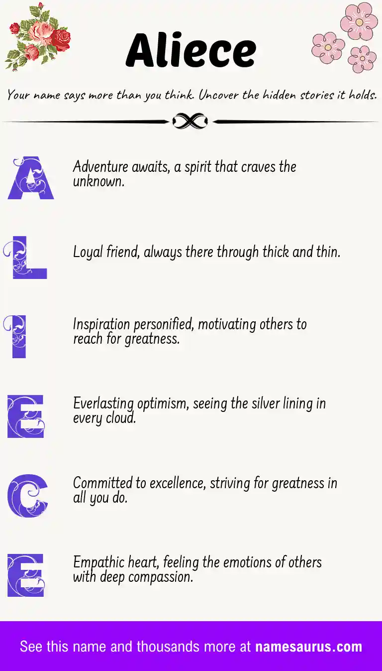 Acrostic poem about Aliece.