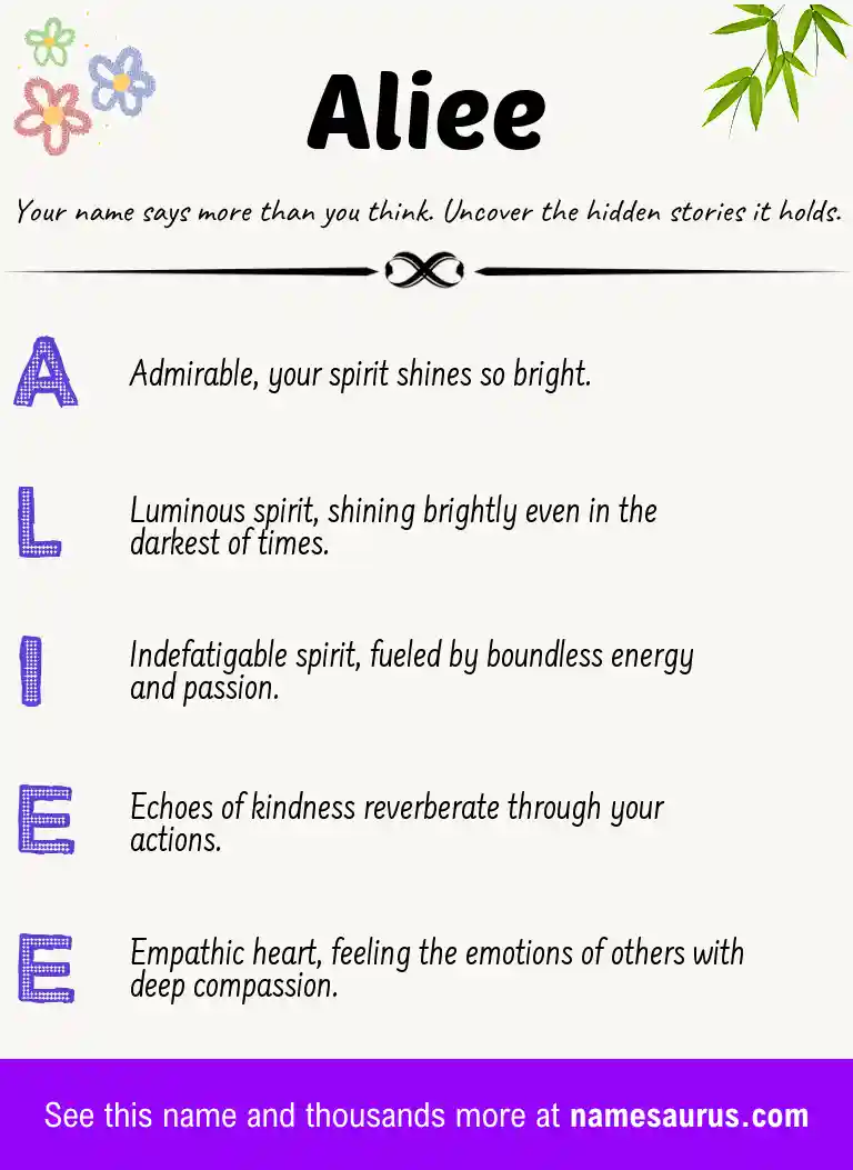 Acrostic poem about Aliee.
