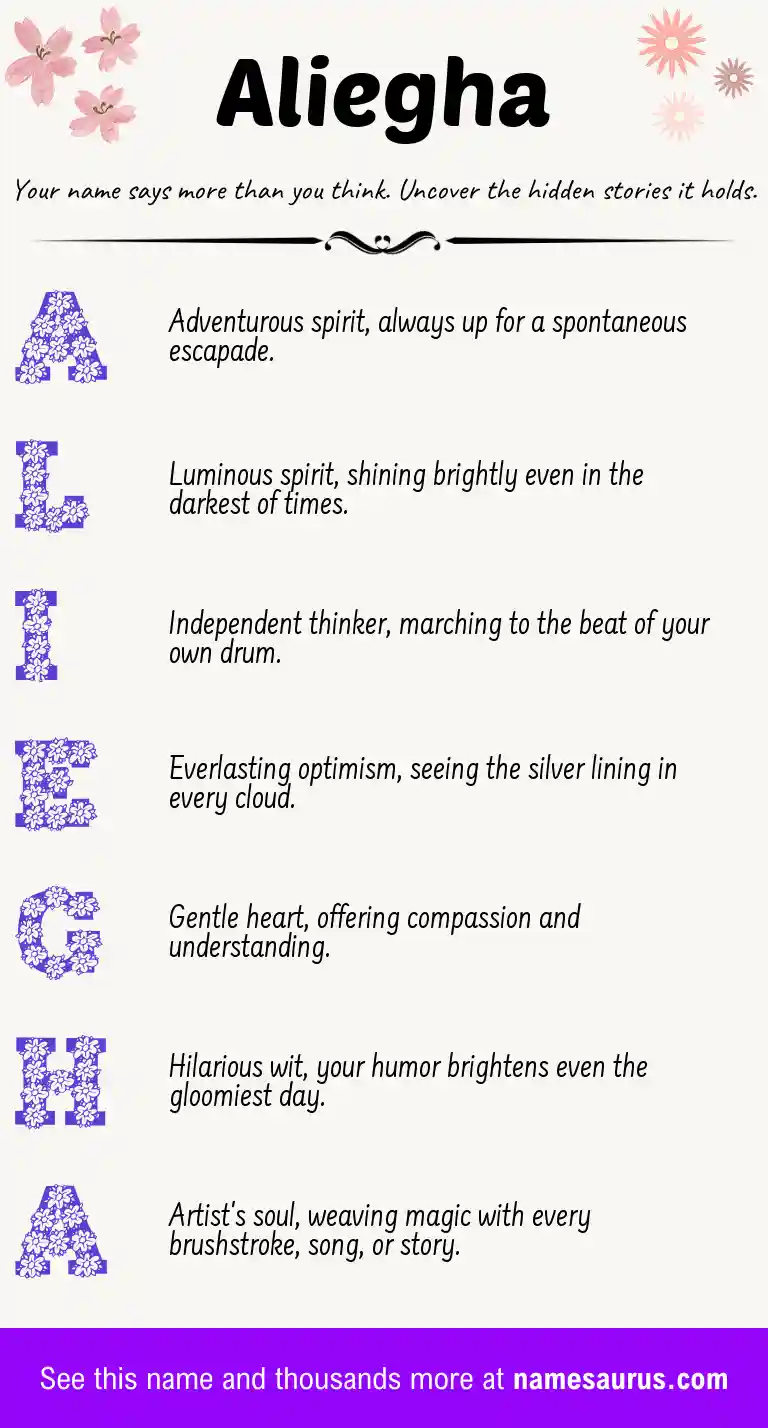 Acrostic poem about Aliegha.