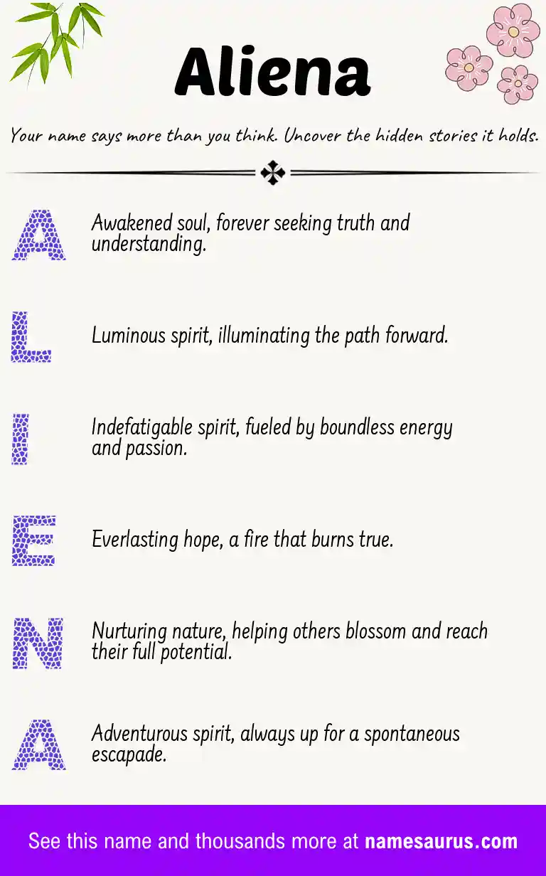 Acrostic poem about Aliena.