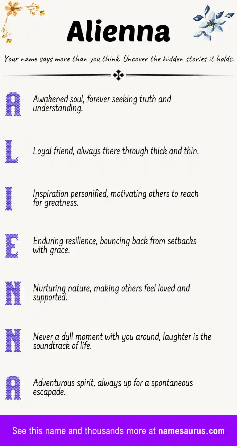Acrostic poem about Alienna.