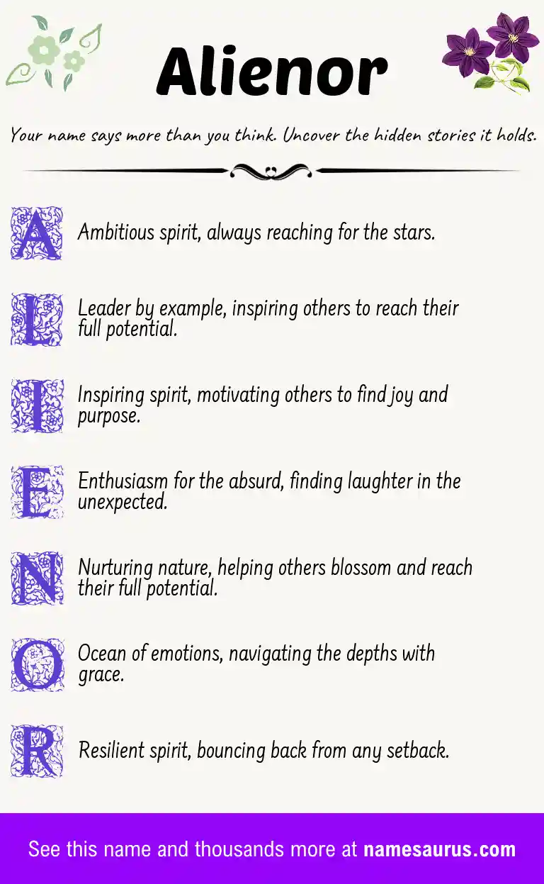 Acrostic poem about Alienor.