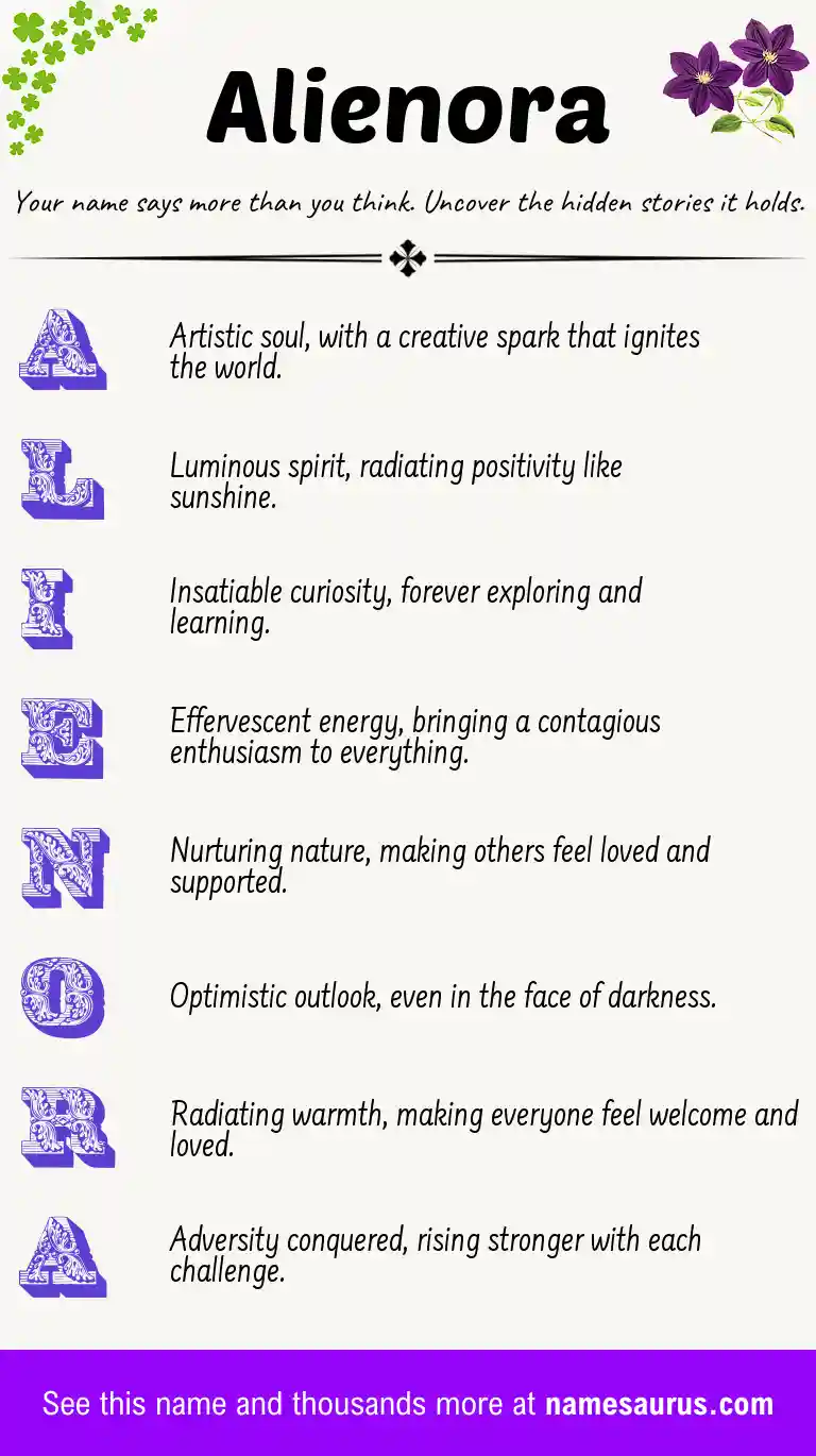 Acrostic poem about Alienora.