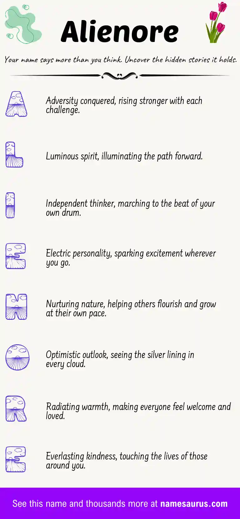 Acrostic poem about Alienore.