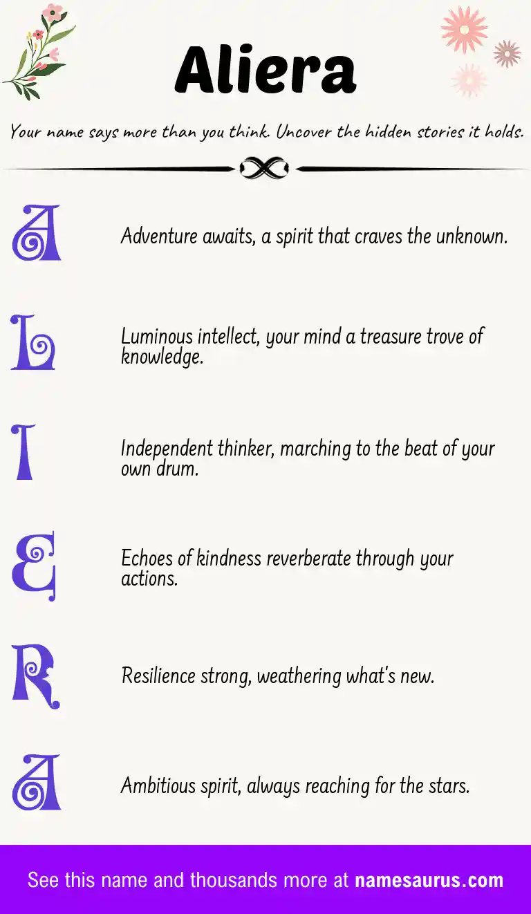 Acrostic poem about Aliera.