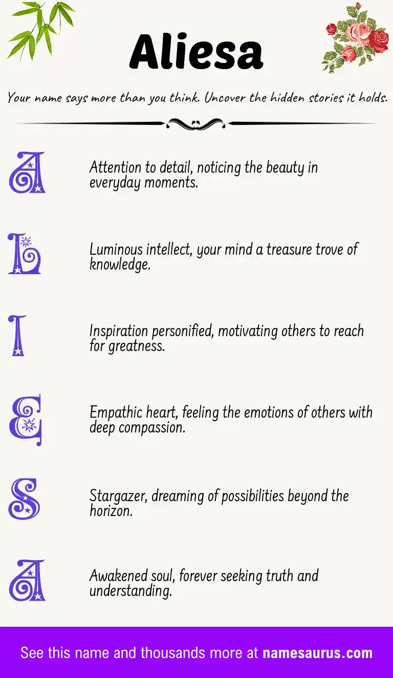 Acrostic poem about Aliesa.