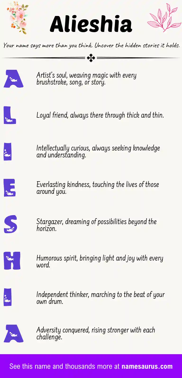Acrostic poem about Alieshia.
