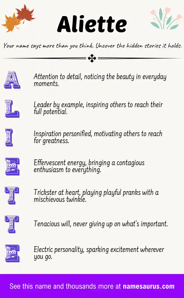 Acrostic poem about Aliette.