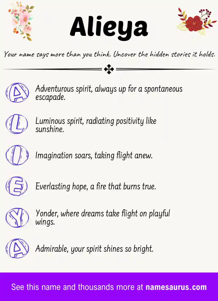 Acrostic poem about Alieya.