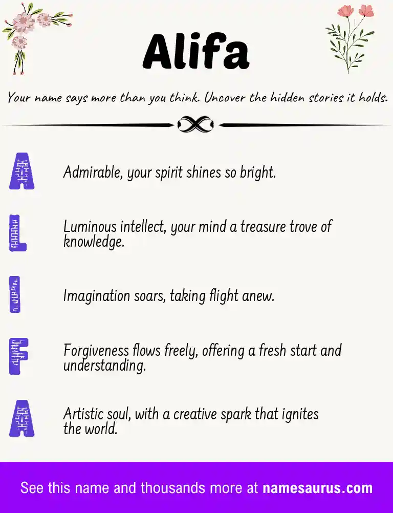 Acrostic poem about Alifa.