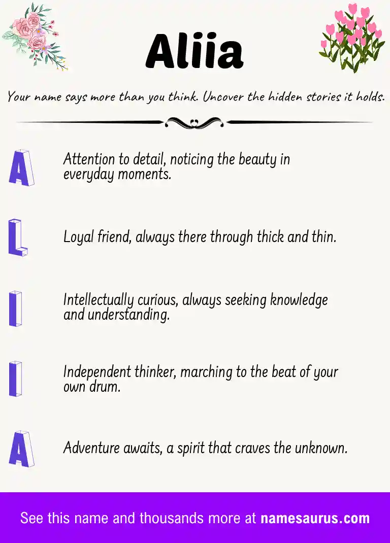 Acrostic poem about Aliia.