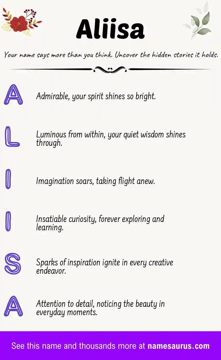 Acrostic poem about Aliisa.