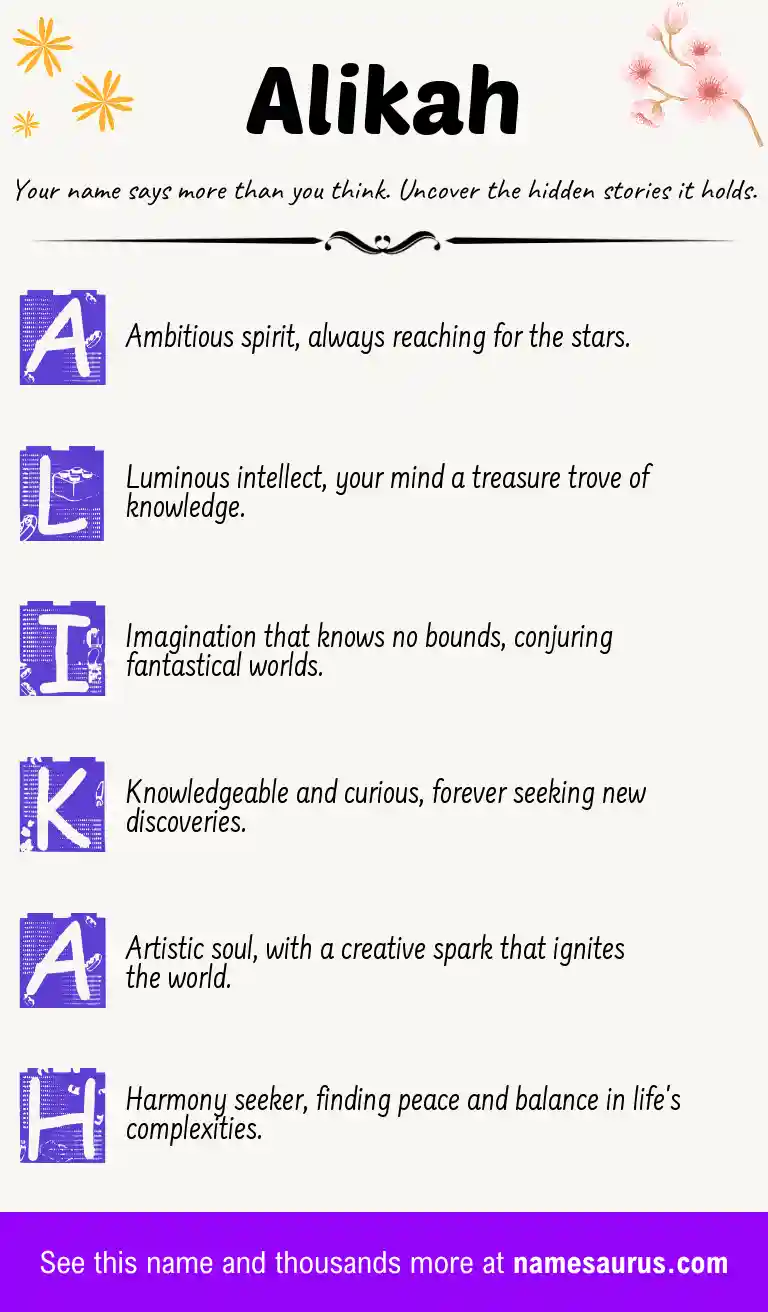 Acrostic poem about Alikah.