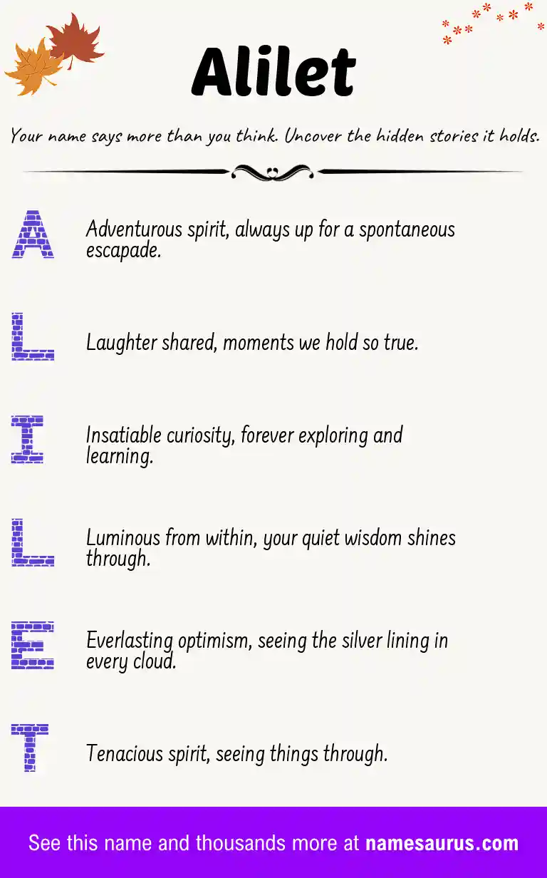 Acrostic poem about Alilet.