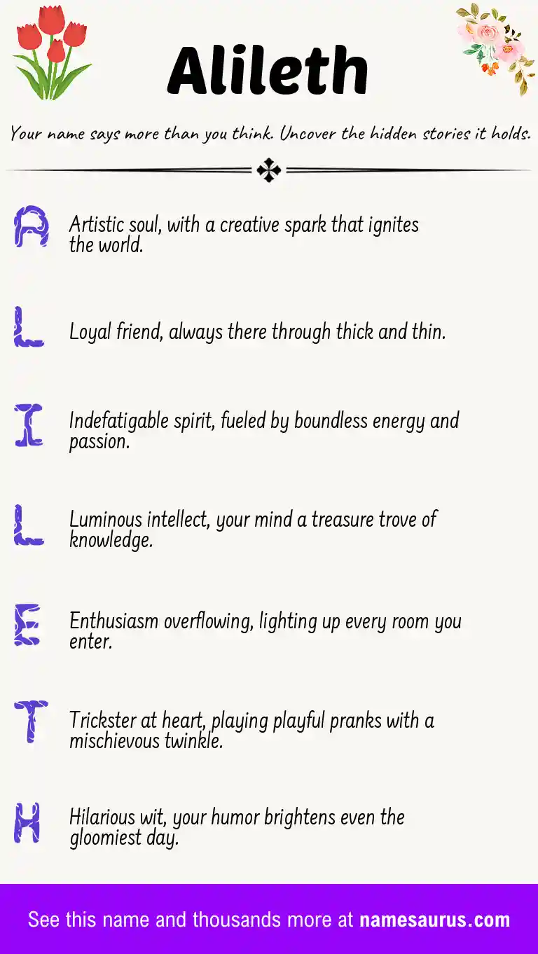 Acrostic poem about Alileth.